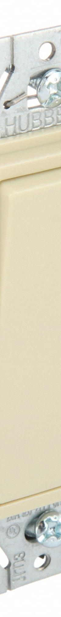 HUBBELL Wall Switch: Rocker Switch, Single Pole, Maintained, Ivory, 120/277V AC, 20 A (MPN DS120I). Key specifications — Illuminated: No; Voltage Rating: 120/277V AC.