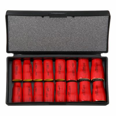 WIHA Socket Set: 3/8 in Drive Size, 16 Pieces - SAE & Metric Insulated Socket Sets
