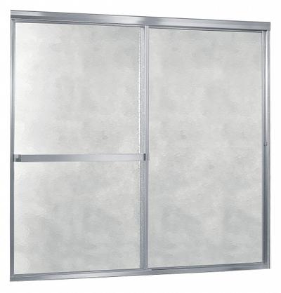FOREMOST Tub Door: Framed, 55 in Overall Ht, Obscured Tempered Glass, 3/16 in Glass Thick - Double Sliding Bathtub Doors