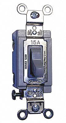 HUBBELL Wall Switch: Toggle Switch, 3-Way, Maintained, Gray, 120/277V AC - Toggle Wall Switches