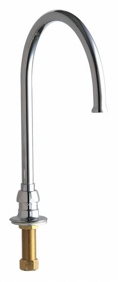 CHICAGO FAUCETS Spout: Spout, Gooseneck, Swivel Spout, Brass, Polished Chrome, 1.5 gpm Flow Rate (MPN 626-GN8FCABCP). Key specifications — Includes: Mounting Hardware; Product Type: Spout; Spout Style: Swivel; Body Material: Brass; Color/Finish: Polished Chrome; Brand: CHICAGO FAUCETS.
