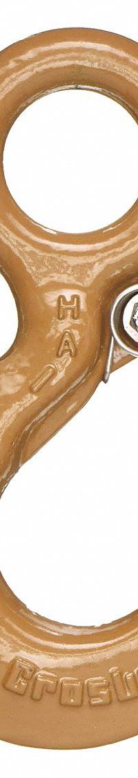 CROSBY Sling Hook: 6,000 lb Working Load Limit, 100 Hook Grade, Alloy Steel, 1/32 in Material Thick (MPN 1022413). Key specifications — Color: Gold; Brand: CROSBY; Visual Indicator Markings: Deformation & Max Angle.