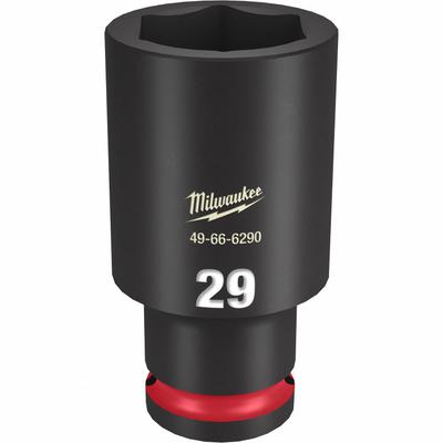 MILWAUKEE Deep Impact Socket: 1/2 in Drive Size, Metric, 29 mm Socket Size, 6-Point - 1/2" Drive Impact Sockets