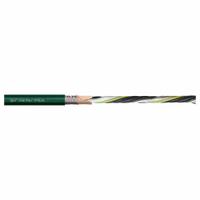CHAINFLEX Servo Motor Cable: (4) 10 AWG (6.0)/Shielded Twisted Pr 16 AWG (1.5), Green, PVC Jacket (MPN CF21-60150201). Key specifications — Conductor Grouping: (4) 10 AWG/Shielded Twisted Pair 16 AWG; Includes Ground: Yes; Overall Length: Order by the Foot; Minimum Bend Radius Factor - Fixed: 4 x OD; Minimum Bend Radius Factor - Flexible: 6 x OD; Brand: CHAINFLEX.