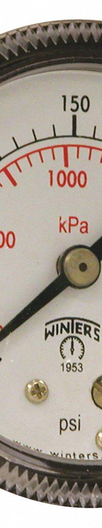 WINTERS Panel-Mount Pressure Gauge: U-Clamp, 0 psi to 300 psi, 2 in Dial, 1/4 in NPT Male, P9U 90, 5 (MPN P9U901411UC). Key specifications