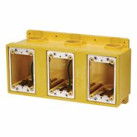 LEVITON Electrical Box: PVC, Rectangular, 1 Gangs, 1 in Hub Size, 109.1 cu in Capacity, Yellow (MPN FDBX3-YL). Key specifications — Color: Yellow; Brand: LEVITON.