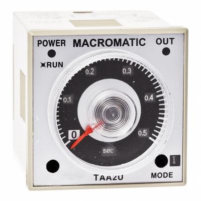 MACROMATIC Time Delay Relay: Socket Mounted, 100 to 240V DC/24 to 240V AC, 5 A - Panel Door-Mounted Relays
