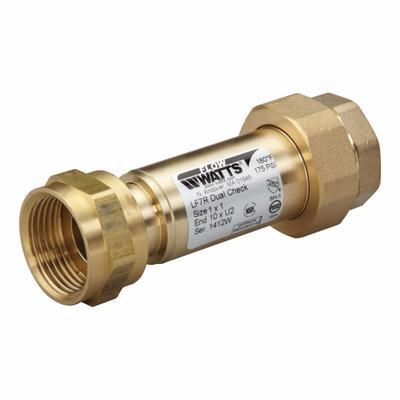 Watts Backflow Preventer: LF7R, 1 in Pipe Size, Female Meter Swivel x Union FNPT - Potable Water Dual Check Backflow Preventers