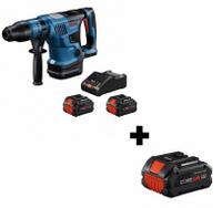 BOSCH Cordless Rotary Hammer: D-Handle, 18V DC, SDS-Max, 4 in max, 8.0 Ah, 5.2 ft-lb, 2,900 bpm (MPN GBH18V-36CK24 + GBA18V80). Key specifications — attr113858: 18V DC; attr113796: BOSCH; attr113808: 2,900 bpm; attr113838: Hammer Only; attr113809: Yes; attr113815: (1) 18V Connected-Ready Turbo Charger.