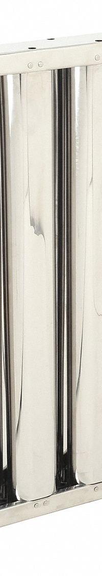 GRAINGER Grease Filter: 20 in x 16 in x 2 in, Stainless Steel, Baffle (MPN 2EJY7). Key specifications — Brand: GRAINGER; Media Material: Stainless Steel; Frame or Header Material: Stainless Steel; Air Filter Construction: Baffle; Air Filter Item: Grease Filter.
