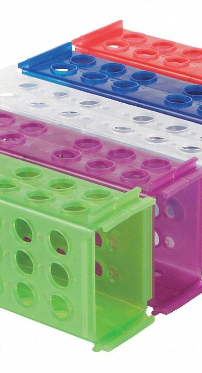 HEATHROW SCIENTIFIC Tube Rack: Polypropylene, Multicolor, 12 Compartments, Benchtop - Lab Storage Racks