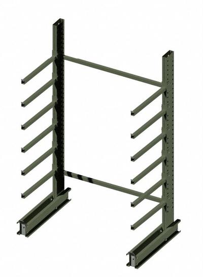 JARKE Cantilever Rack: Starter, Medium-Duty, 79 3/8 in x 49 in x 10 ft, Straight Arm - Medium-Duty Pin-Lock Cantilever Rack Kits