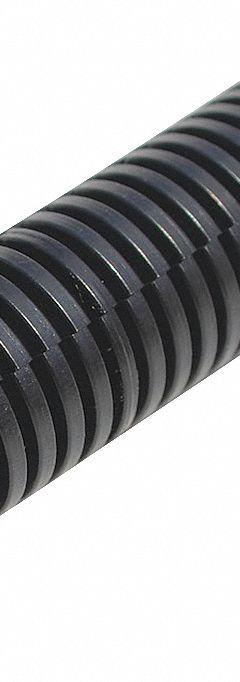 DROSSBACH Corrugated Loom Tubing: 1 in Nominal Size, 300 ft Overall Lg, Nylon, Black (MPN 100NDBSG0000XZS). Key specifications — Chemical Resistant: Yes; Item [MERCH]: Corrugated Loom Tubing; Inside Diameter: 1.02 in to 1.07 in; Outdoor Use: Yes; Outside Diameter: 1.25 in to 1.30 in; Self Extinguishing: No; Tubing Material: Nylon; Wall Thickness: 0.01 in to 0.12 in.