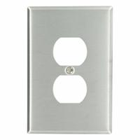 LEVITON Wall Plate: Duplex Outlet, 1 Gang, Jumbo Size (MPN 84103). Key specifications — Brand: LEVITON; Material: Stainless Steel.