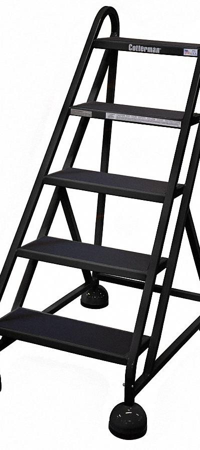 COTTERMAN Rolling Ladder: 3.8 ft Platform Ht - Steel Ultra-Stable Weight-Actuated Ladders