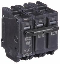 GE Miniature Circuit Breaker: THQL, 30 A, 120/240V AC, Three Phase, 10kA at 120/240V AC, Std (MPN THQL32030). Key specifications — Amps: 30 A; AC Voltage Rating: 120/240V AC; Phase: Three; Max. AIR Rating: 10kA at 120/240V AC; For Use With: Power Mark Gold Load Centers and AQ Lighting Panels.