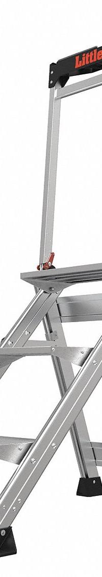 LITTLE GIANT Step Stool: 3 Steps, 3 ft Overall Ht, 375 lb Load Cap, Aluminum, 2.2 ft Standing Ht (MPN 11903). Key specifications — Brand: LITTLE GIANT; Color: Silver; Includes: Foldable Handrails.