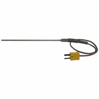 DAYTON Thermocouple Probe: -325°F to 2,280°F /-200°C to 1,250°C, Type K, Rounded Tip, 6 in Probe Lg (MPN 798GE5). Key specifications — Brand: DAYTON; Cable Material: FEP Jacket with Stainless Steel Overbraid; Cable Length: 12 in; Accuracy: ±1.1 °C or ±0.04 %, Whichever is Greater; Maximum Wire Gauge: 22 AWG.