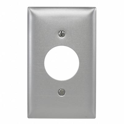 HUBBELL Wall Plate: Single Circular Opening, 1 Gang, Silver - General Purpose Wall Plates
