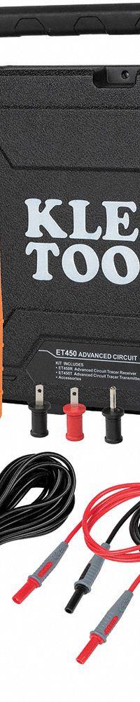 KLEIN TOOLS Advanced Circuit Tracer Kit: 25 to 480 V AC/DC, Digital, 1.64 ft Max Locating Dp (MPN ET450). Key specifications — Tracing Locations: Walls; Brand: KLEIN TOOLS; For Voltage Range: 25 to 480 V AC/DC.