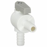 PARKER Manual Two-Way Ball Valve: 3/8 in, Polypropylene, Straight, Barb x Barb, One-Piece, Lever (MPN PBPP6VEU6). Key specifications — Brand: PARKER; Handle: Lever.