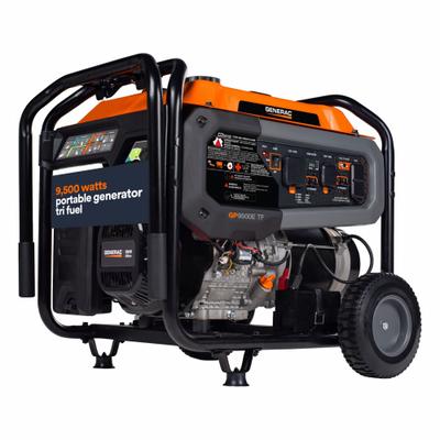 GENERAC Portable Generator: Conventional, Gasoline/Natural Gas/Propane, 9,500 W Running - Conventional Generators