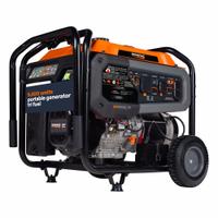 GENERAC Portable Generator: Conventional, Gasoline/Natural Gas/Propane, 9,500 W Running, 120/240V AC (MPN 8063). Key specifications — CARB Compliant: Yes; Includes GFCI Outlets: No; Parallel Configuration Capable: No; Rated Voltage: 120/240V AC; Carbon Monoxide (CO) Shutdown: Yes; Generator Brand: Generac.