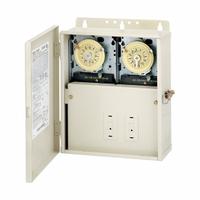 INTERMATIC Electromechanical Timer: 24 hr, 208-277V AC, DPST, Mechanical (MPN T10404R). Key specifications — Body Material: Metal; Indoor/Outdoor Usage: Indoor; Mounting Style: Surface; Brand: INTERMATIC.