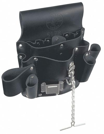 KLEIN TOOLS Tool Pouch: For 2 1/2 in Belt Wd - Max, 8 Pockets, Black - Leather Tool Pouches