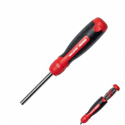 MEGAPRO Multi-Bit Screwdriver: Hex/Phillips/Slotted/Square/Torx Tip, 1 in Tip Size - General Purpose Multi-Bit Screwdrivers