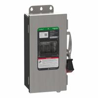 SCHNEIDER Safety Switch: Fusible, 30 A, Three Phase, 600V AC/DC, Galvanized Steel, Indoor (MPN VH361AWKGL). Key specifications — Brand: SCHNEIDER.