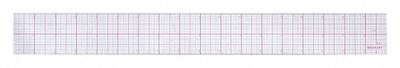 WESTCOTT Ruler: B-85, Transparent Grid, 18 in, 0.04 in Thick, 1/8 in, Red, Flex - Plastic Rulers