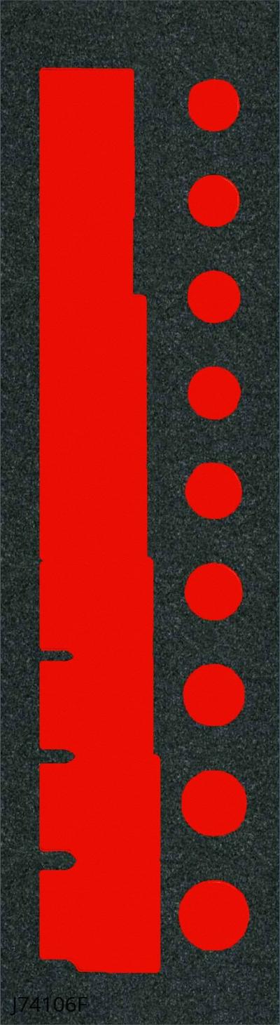 PROTO Foam Insert: Black/Red, 5 in Overall Wd, 16 in Overall Lg, 19 Compartments - Tool Storage Foam Inserts