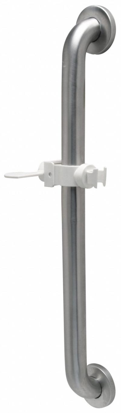 ZURN Wall Grab Bar: Straight, 24 in Lg, 1 1/2 in Dia, Stainless Steel, Brushed - Grab Bars with Hand-Held Shower Holders & Mount Glide Rails