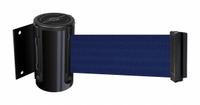 TENSABARRIER Retractable Belt Barrier: Fixed Mounting Plate, 7 1/2 ft Belt Lg, Pattern, Blue (MPN 896-STD-33-STD-NO-L5X-C). Key specifications — Frame Color: Black; Brand: TENSABARRIER; Belt Color: Blue.