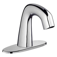 CHICAGO FAUCETS Bathroom Sensor Faucet: EQ Curved, Cast Brass, Polished Chrome Finish, Centerset (MPN EQ-A12C-11ABCP). Key specifications — Brand: CHICAGO FAUCETS; Includes: 4" Cover Plate; Series: EQ Curved.