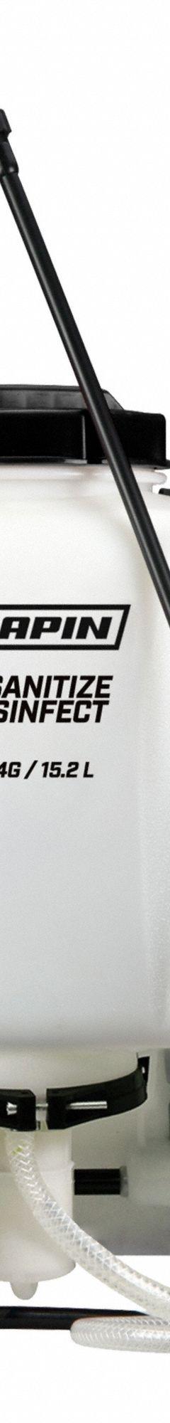 CHAPIN Backpack Sprayer: For Bleach and Disinfecting, Mix-in-Tank, 4 gal Tank Capacity (MPN 63819). Key specifications — Brand: CHAPIN; Chemical Compatibility: Bleach and Disinfectant.