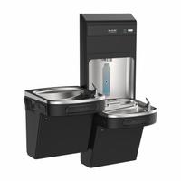 ELKAY Bi-Level Drinking Fountain with Bottle Filler: On-Wall, 8 gph @ 50°F, Touchless Sensor, Black (MPN LZSTL8WSBPRO). Key specifications — Brand: ELKAY; Housing Material: Stainless Steel; Filter Access: Top Panel Access; Housing Finish: Stainless; Chilling Capacity: 8 gph @ 50°F; Housing Color: Black.