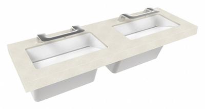 BRADLEY Wash Station: OmniDeck, Pebble Beach, Terreon, Sensor, 63 in Overall Lg - Two-Station Wall-Mounted Bathroom Sinks with Faucets