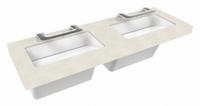 BRADLEY Wash Station: OmniDeck, Pebble Beach, Terreon®, Sensor, 63 in Overall Lg, 26 in Overall Wd (MPN S93-759). Key specifications — Series: OmniDeck; Includes: Soap Dispenser; Color: Pebble Beach; Brand: BRADLEY; Sink Type: Wash Station; Material: Terreon®; Sink Material: Polymer Resin.