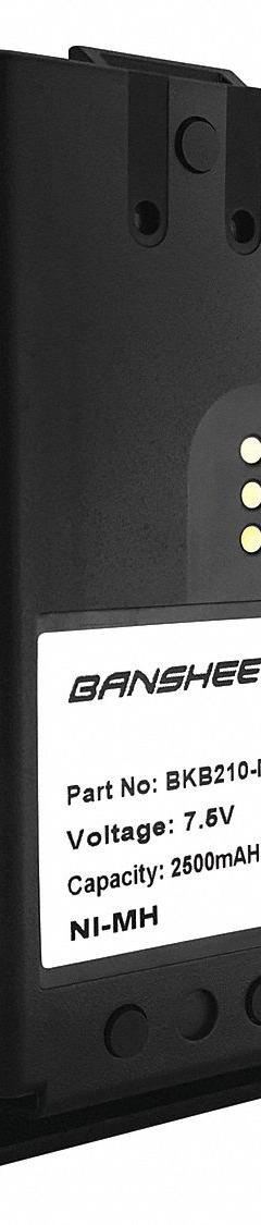 BANSHEE Radio Battery: Fits Harris, For P5100/P7100/P7200 Series, 2,500 mAh, Nickel-Metal Hydride (MPN QMB191210-24). Key specifications — Manufacturer Part Number: QMB191210-24; Brand: BANSHEE; Compatible Radio Brand: Harris; Battery Type: Nickel-Metal Hydride; Waterproof: No; Compatible Radio Series: P7200; Compatible Radio Type: Handheld; Compatible Radio Manufacturer Model Number: P7230.