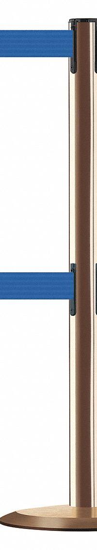 TENSABARRIER Barrier Post with Belt: Blue, 7 1/2 ft Belt Lg, 7 1/2 ft x 2 in (MPN 889T2U-2P-2P-STD-NO-L5X-C). Key specifications — Base Material: Steel; Belt Color: Blue; Brand: TENSABARRIER; Post Material: Steel.