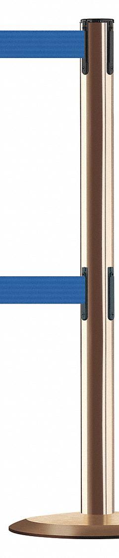 TENSABARRIER Barrier Post with Belt: Blue, 7 1/2 ft Belt Lg, 7 1/2 ft x 2 in (MPN 889T2U-2P-2P-STD-NO-L5X-C). Key specifications — Base Material: Steel; Belt Color: Blue; Brand: TENSABARRIER; Post Material: Steel.