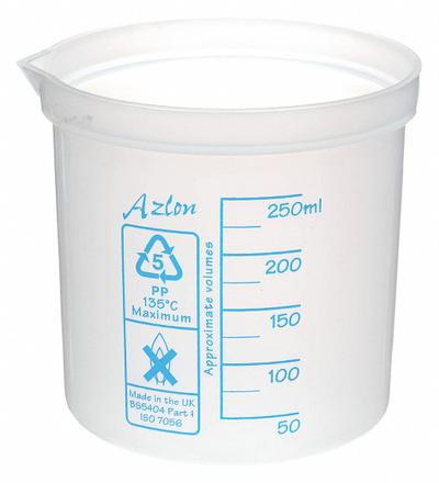 APPROVED VENDOR Square Ratio Beaker: Low Form, Printed Graduation, Polypropylene - Low Form Plastic Beakers Without Handles