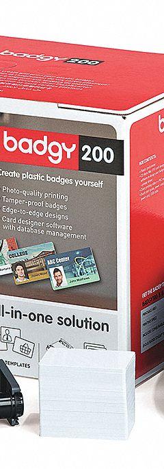 BADGY ID Card Printer: Single-Sided Printer, Supports CR80 Card Format, 30 mil Card Thick (MPN B22U0000RS). Key specifications — attr193659: BADGY; attr1083574: CR80; attr1083579: USB; attr1083581: Barcode Printing Included; attr1083587: Color.
