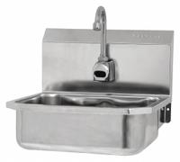 SANI-LAV Hands-Free Sink: 1 Stations, 5 in Bowl Dp, 14 in Bowl Lg, 11 in Bowl Wd, Faucet Included (MPN ES2-605L-0.5). Key specifications — Includes Side Splash: Side Splash Not Included; Series: Stainless Steel Hand Wash Sink; Brand: SANI-LAV; Power Source: AC Powered.