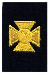 HEROS PRIDE Embroidered Patch: Cross, 3/4 in, Black/Gold, Polyester/Rayon, Rank Insignia (MPN 5510). Key specifications — attr188498: 3/4 in; attr188499: Gold; attr188500: Rayon; attr188503: Cross; attr193746: HEROS PRIDE.