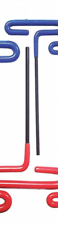 WESTWARD Hex Key Set: 11 - 15 Pieces, Hex-T 6 Inch, T, Metric and SAE, Std End, Long, 12 Pieces (MPN 493L32). Key specifications — attr1205553: Not Tether Capable; attr1205554: WESTWARD; attr1205568: Black Oxide; attr1293176: 11 - 15 Pieces.