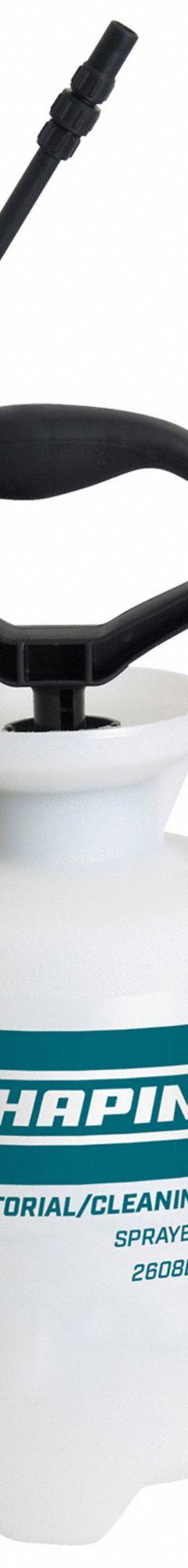 CHAPIN Handheld Sprayer: Spot, 1 gal Tank, Poly Tank, 25 ft Max Spray Distance, 60 psi, Adj Nozzle (MPN 2608E). Key specifications — Brand: CHAPIN; Chemical Compatibility: Cleaners and Degreasers; Tank Material: Poly.