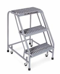 COTTERMAN Step Stool: 2.5 ft Overall Ht, 450 lb Load Cap, 3 Steps, Steel, 2.5 ft Standing Ht (MPN 1003N1820A3E10B3C1P1). Key specifications — attr1051722: Rolling Step Stool; attr1055542: Not Stackable; attr1051712: Replacement Foot Pads; attr1051697: COTTERMAN; attr1051699: (4) Swivel; attr1051702: Gray; attr1051707: Rubber; attr1051708: Slip-Resistant.